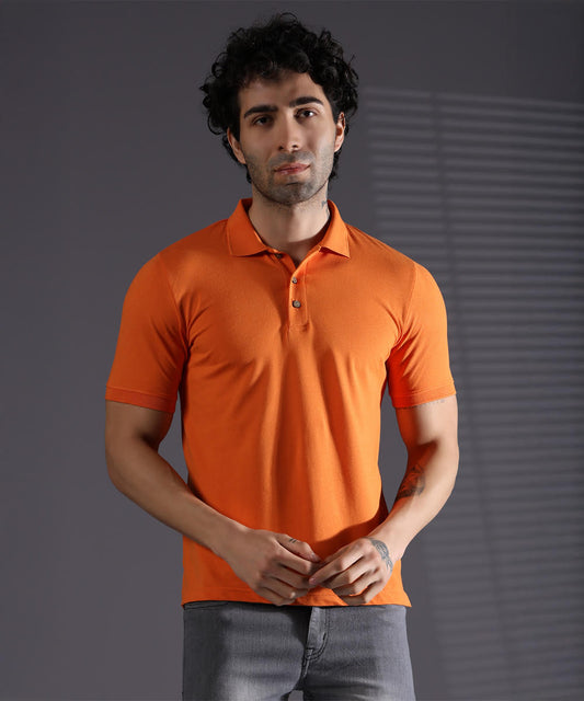 Naturefab Men’s Organic Bamboo Polo Tshirt Majestic Orange