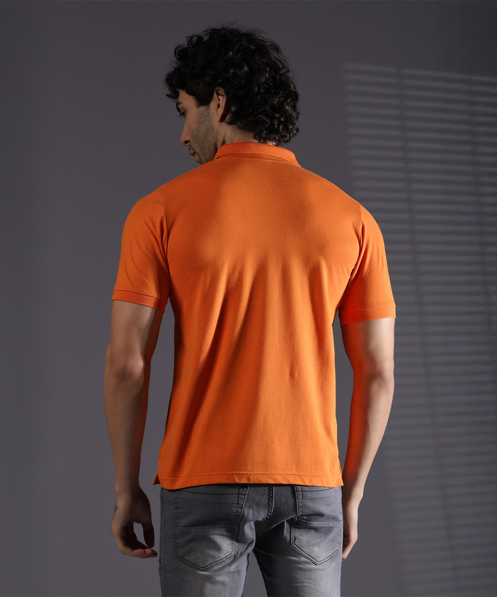 Naturefab Men’s Organic Bamboo Polo Tshirt Majestic Orange