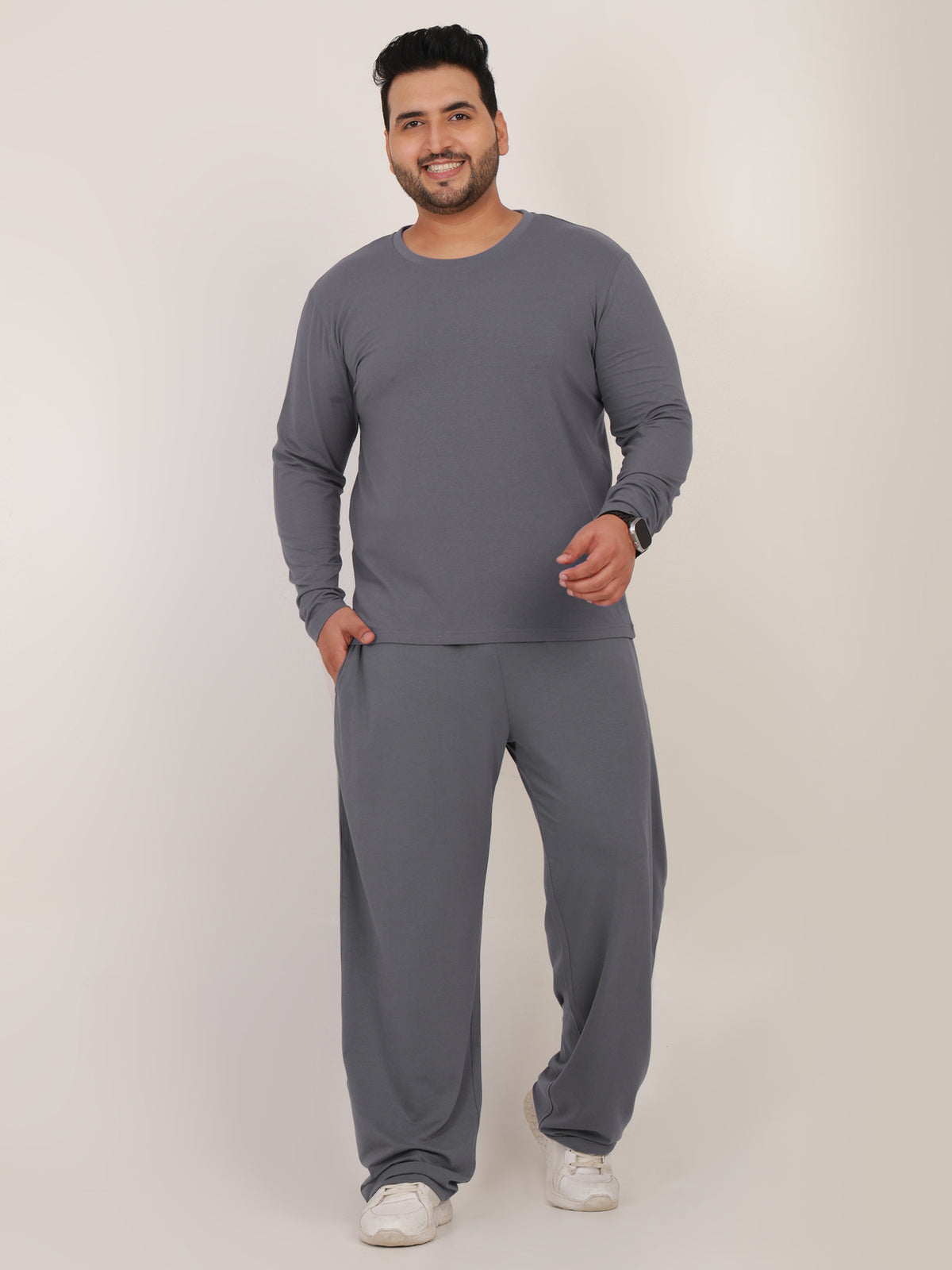 Naturefab Men's Organic Bamboo Full Sleeve Pajama Co-ord Ash Gray