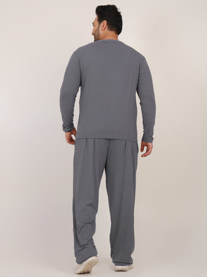 Naturefab Men's Organic Bamboo Full Sleeve Pajama Co-ord Ash Gray