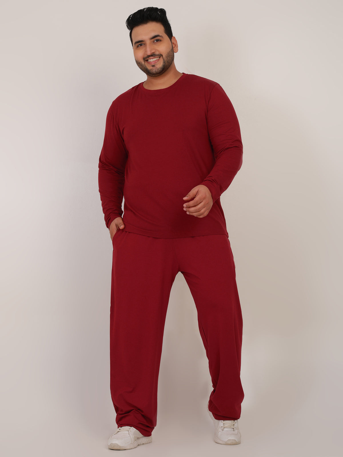 Naturefab Men's Organic Bamboo Full Sleeve Pajama Co-ord Deep Red