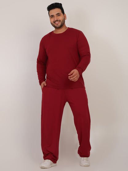 Naturefab Men's Organic Bamboo Full Sleeve Pajama Co-ord Deep Red