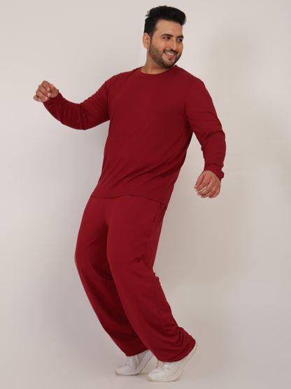 Naturefab Men's Organic Bamboo Full Sleeve Pajama Co-ord Deep Red