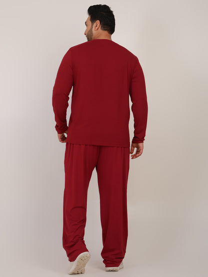 Naturefab Men's Organic Bamboo Full Sleeve Pajama Co-ord Deep Red