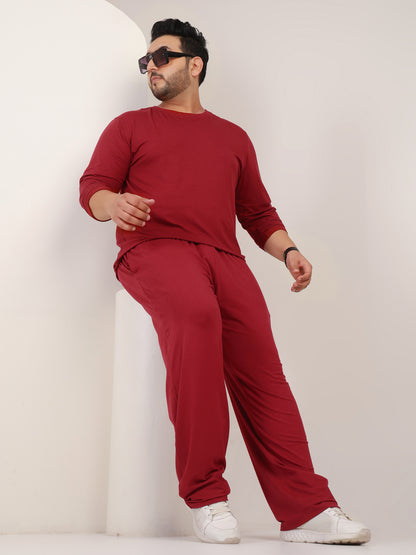 Naturefab Men's Organic Bamboo Full Sleeve Pajama Co-ord Deep Red