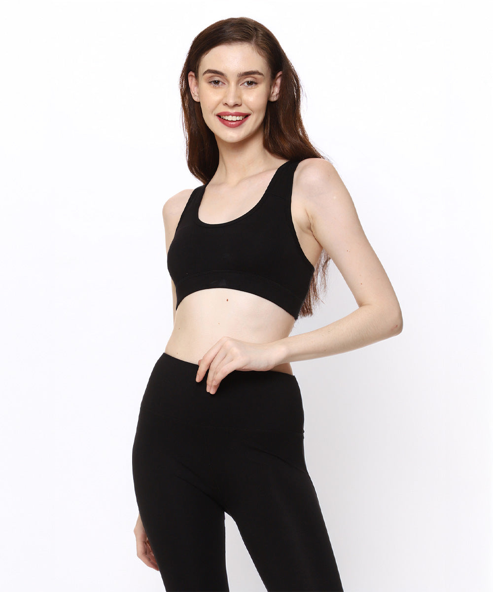 Naturefab Damen Bambus Sport-BH Schwarz