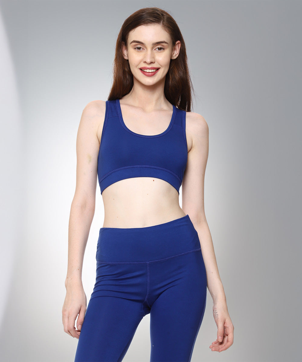 Naturefab Damen Bambus Sport-BH Blau