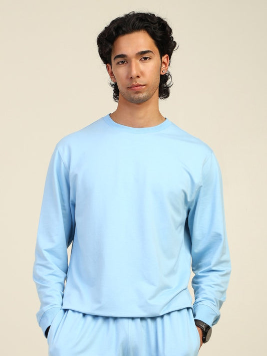 Naturefab Men's Organic Bamboo Terry Sweatshirt Sky Blue