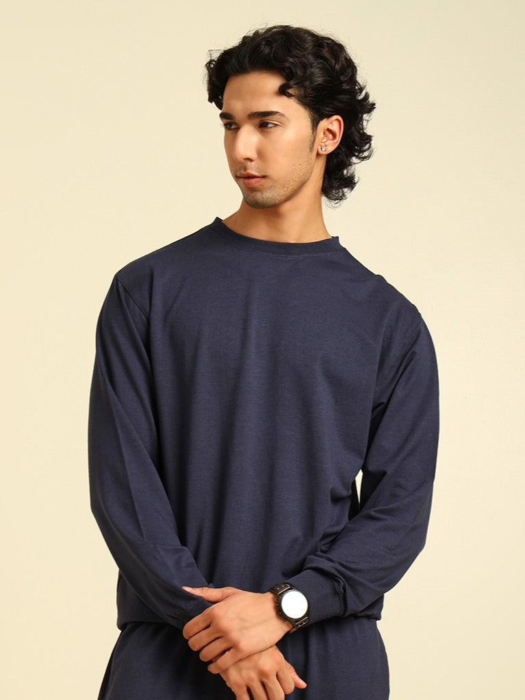 Naturefab Men's Organic Bamboo Terry Sweatshirt Mood Indigo