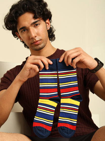 Naturefab Men's Bamboo Full Length socks Multicolour Stripes