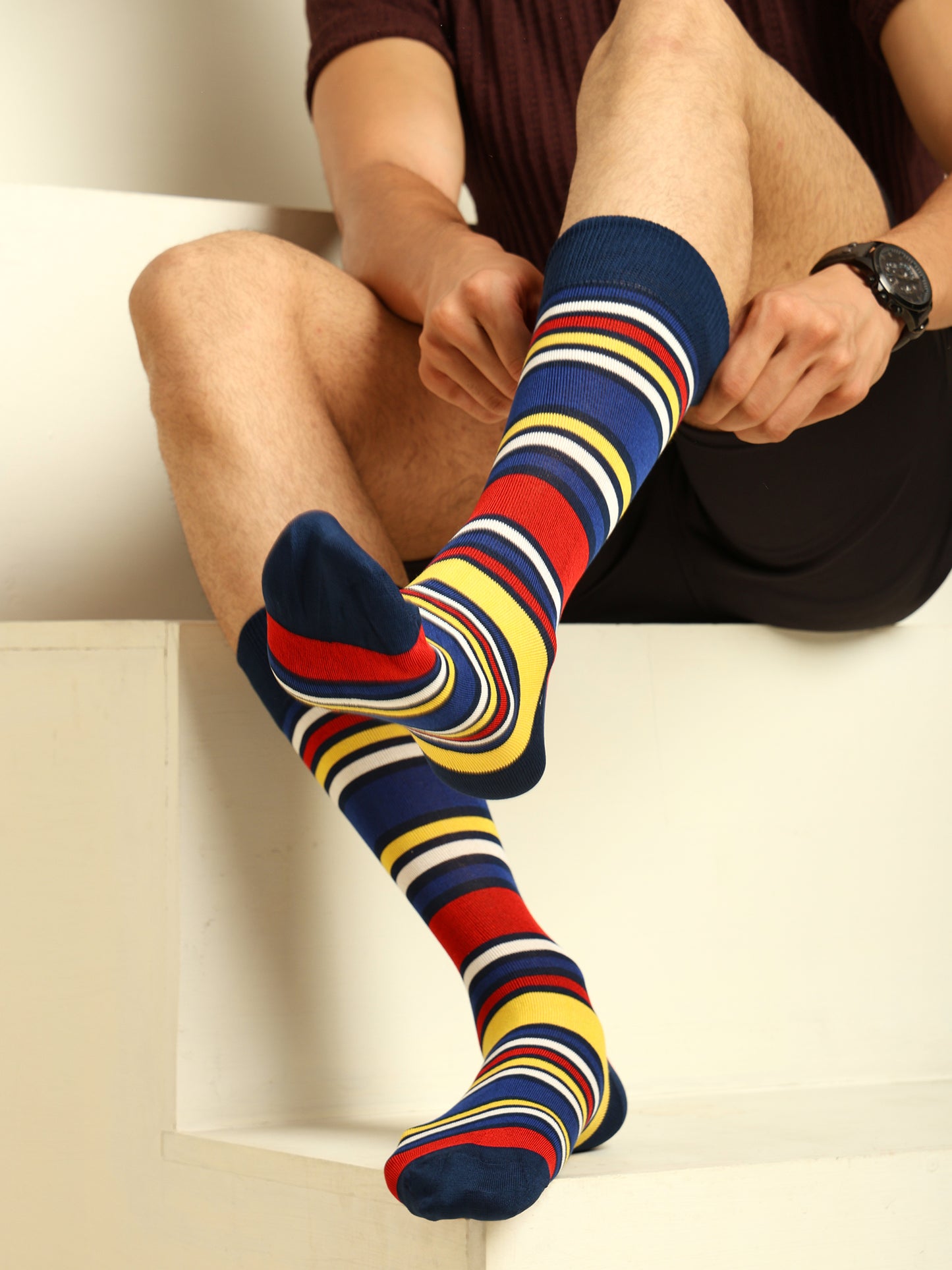 Naturefab Men's Bamboo Full Length socks Multicolour Stripes