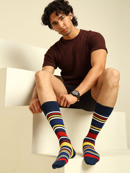 Naturefab Men's Bamboo Full Length socks Multicolour Stripes