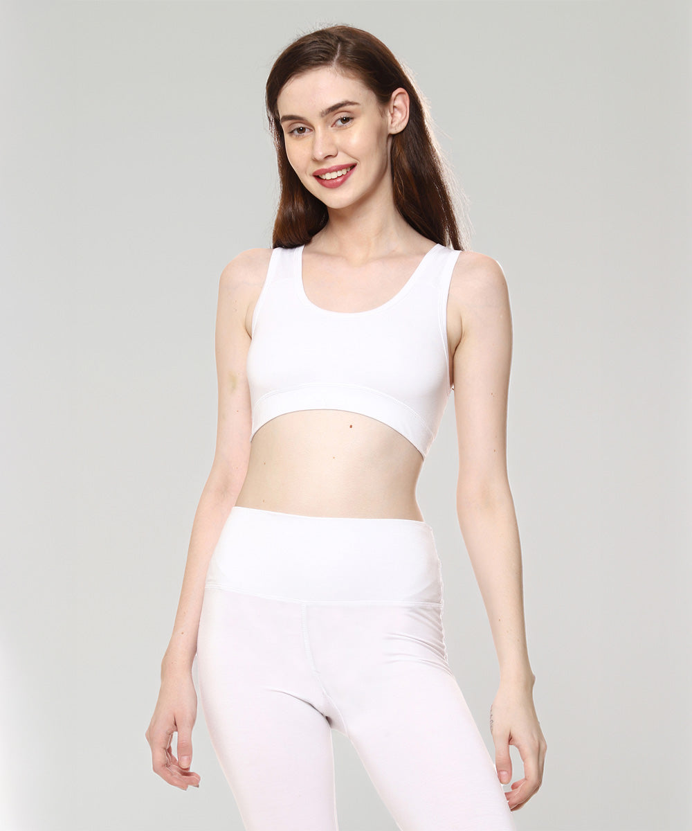 Naturefab Damen Bambus Sport-BH Weiß