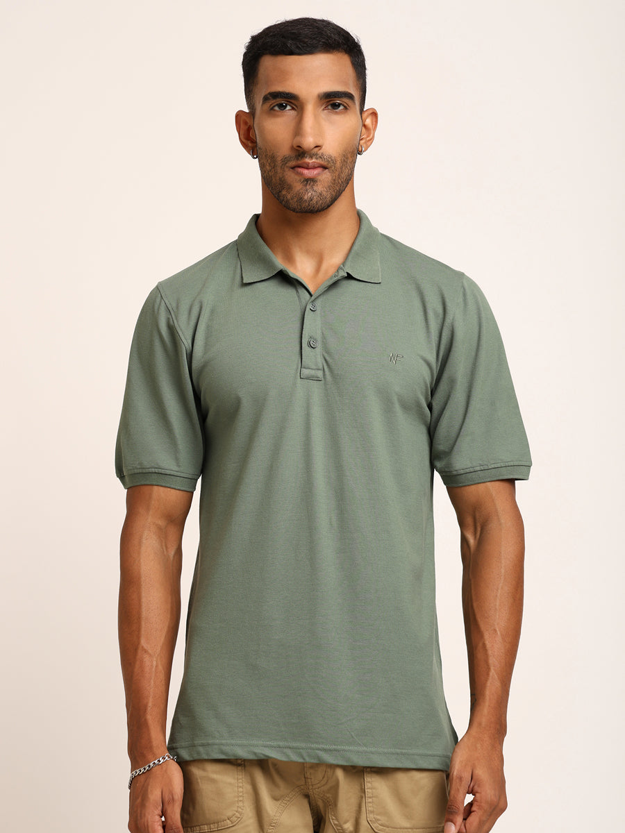 Naturefab Men’s Organic Bamboo Polo Tshirt Granite Green