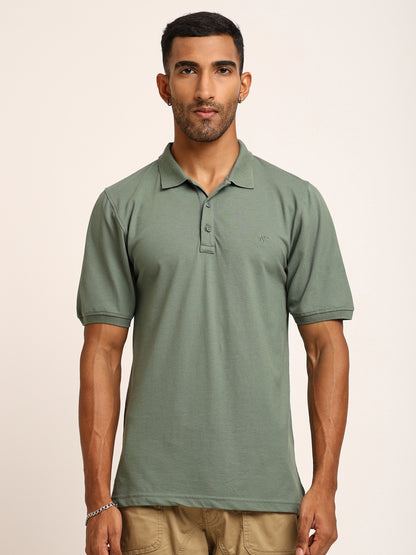 Naturefab Men’s Organic Bamboo Polo Tshirt Granite Green