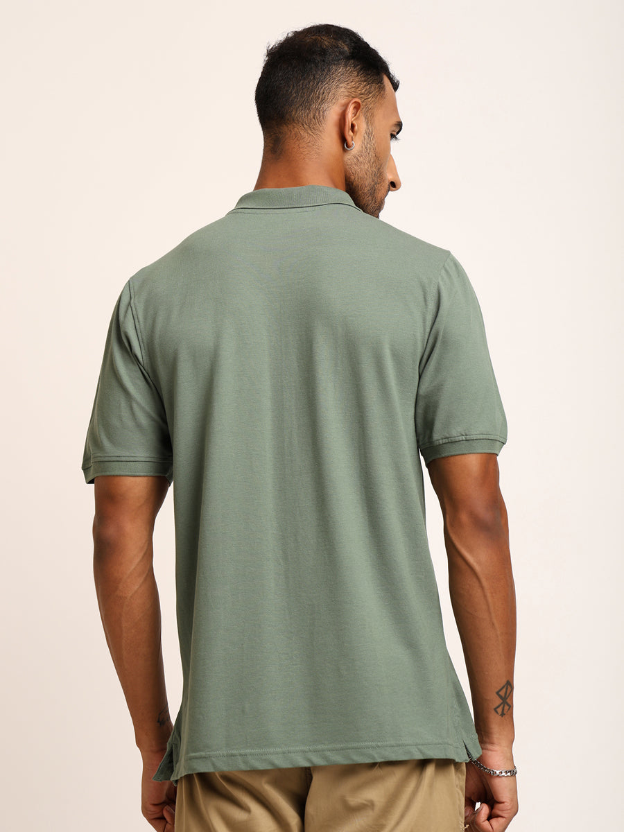 Naturefab Men’s Organic Bamboo Polo Tshirt Granite Green