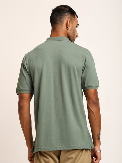 Naturefab Men’s Organic Bamboo Polo Tshirt Granite Green