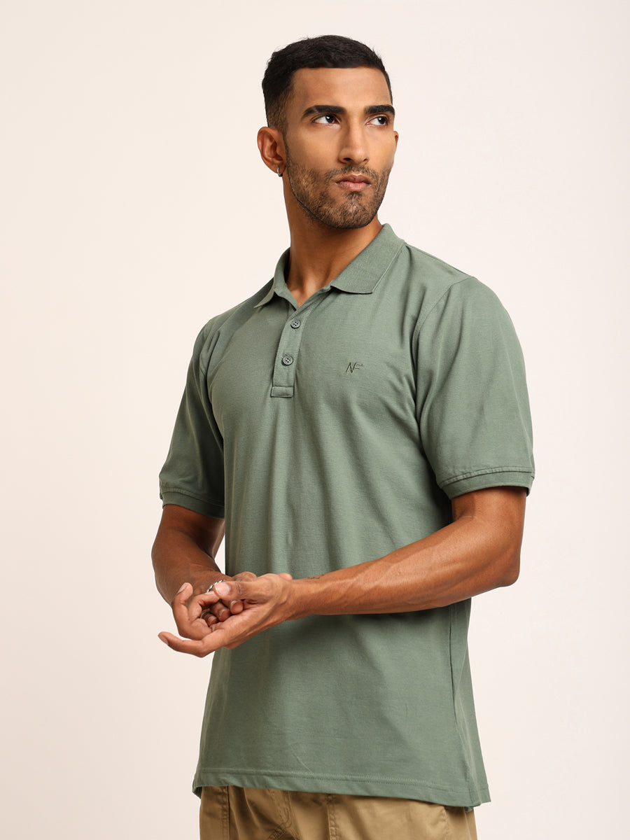Naturefab Men’s Organic Bamboo Polo Tshirt Granite Green