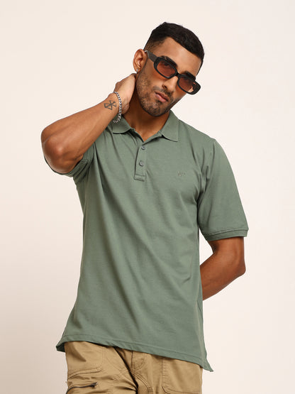 Naturefab Men’s Organic Bamboo Polo Tshirt Granite Green