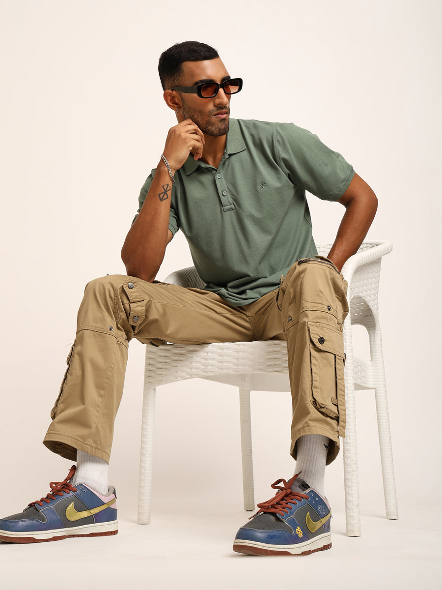 Naturefab Men’s Organic Bamboo Polo Tshirt Granite Green