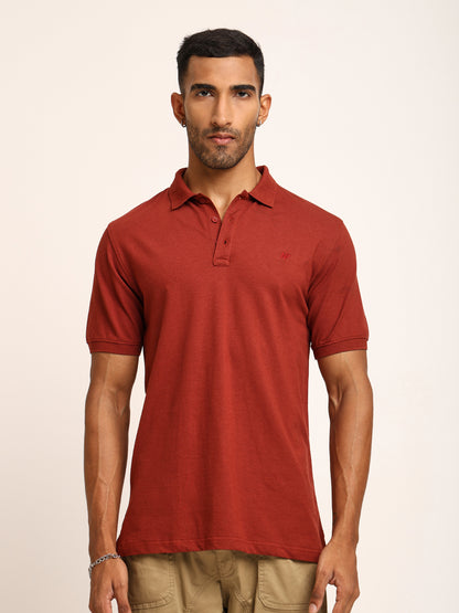Naturefab Men’s Organic Bamboo Polo Tshirt Rust