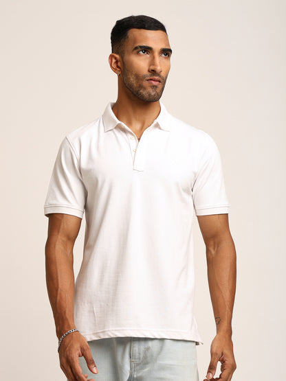 Naturefab Men’s Organic Bamboo Polo Tshirt Majestic White
