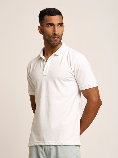 Naturefab Men’s Organic Bamboo Polo Tshirt Majestic White