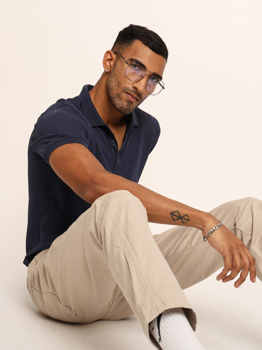 Naturefab Men’s Organic Bamboo Polo Tshirt Mood Indigo