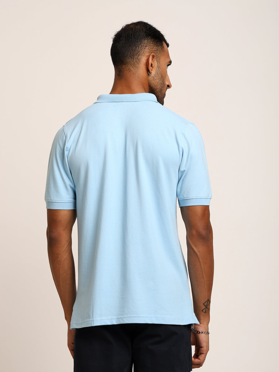 Naturefab Men’s Organic Bamboo Polo Tshirt Sky Blue