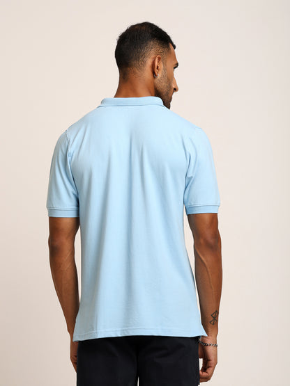 Naturefab Men’s Organic Bamboo Polo Tshirt Sky Blue