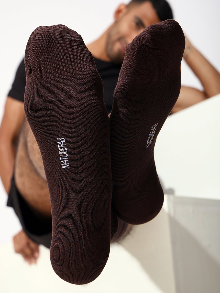 Naturefab Men's Bamboo Full Length socks Brown