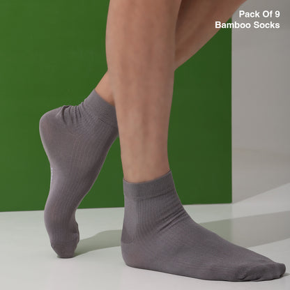 Naturefab Men's Bamboo Ankle Length socks Combo-4 (Pack of 9)