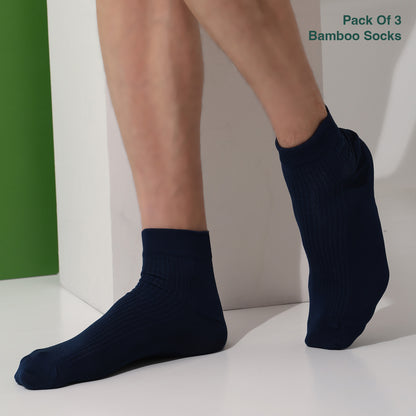 Naturefab Men's Bamboo Ankle Length socks Combo-2 (Pack of 3)