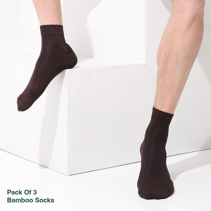 Naturefab Men's Bamboo Ankle Length socks Combo-3 (Pack of 3)