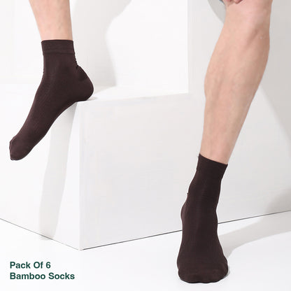 Naturefab Men's Bamboo Ankle Length socks Combo-3 (Pack of 6)