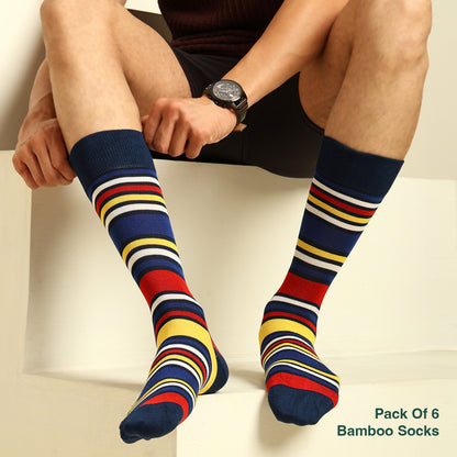 Naturefab Men's Bamboo Full Length socks Combo-4 (Pack of 6)