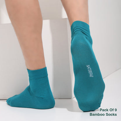 Naturefab Men's Bamboo Ankle Length socks Combo-3 (Pack of 9)