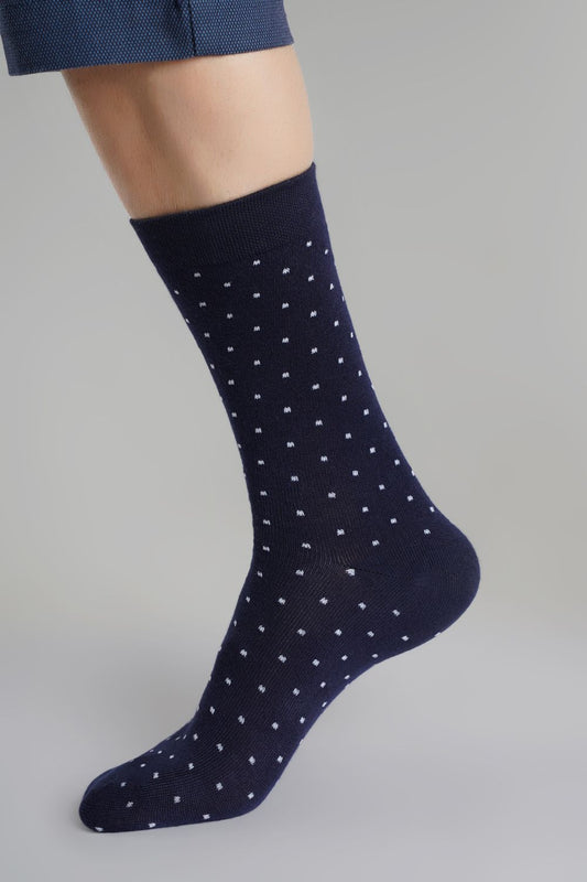 Naturefab Men's Bamboo Full Length socks Polka Dot Blue