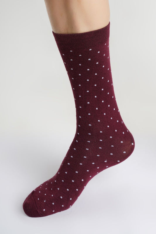 Naturefab Men's Bamboo Full Length socks Polka Dot Wine