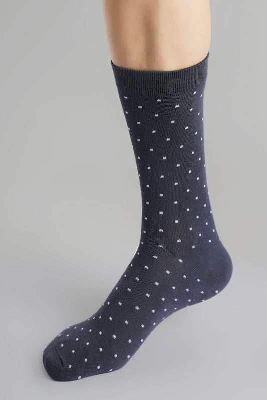 Naturefab Men's Bamboo Full Length socks Polka Dot Grey
