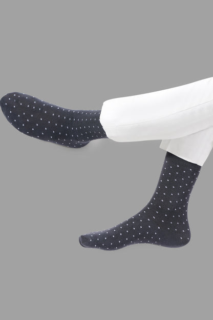 Naturefab Men's Bamboo Full Length socks Polka Dot Grey