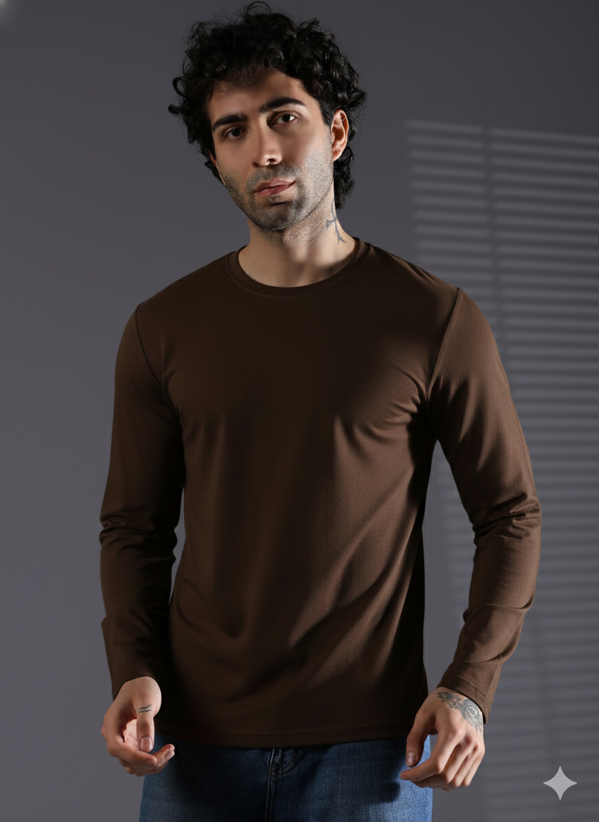 Naturefab Herren Bio-Bambus-Frottee-T-Shirt mit langen Ärmeln, Schwarz