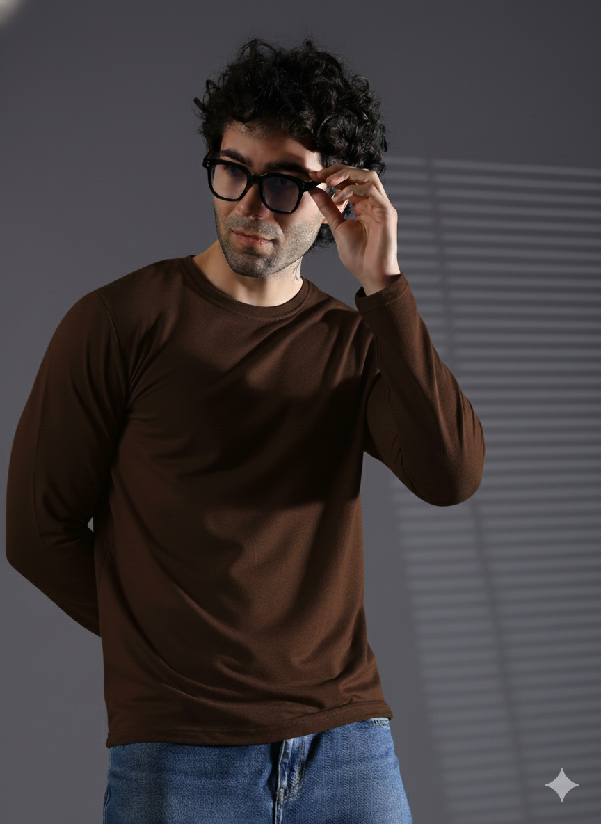 Naturefab Herren Bio-Bambus-Frottee-T-Shirt mit langen Ärmeln, Schwarz