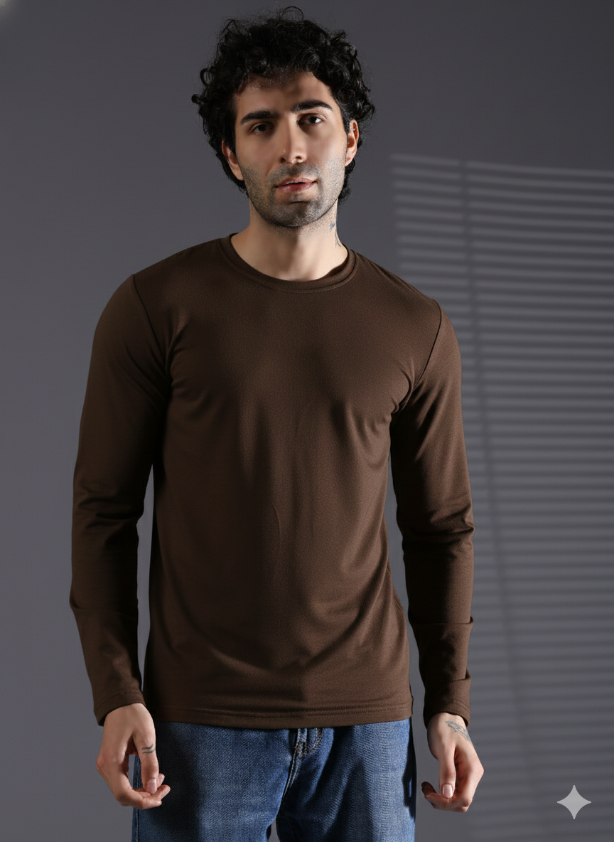 Naturefab Herren Bio-Bambus-Frottee-T-Shirt mit langen Ärmeln, Schwarz