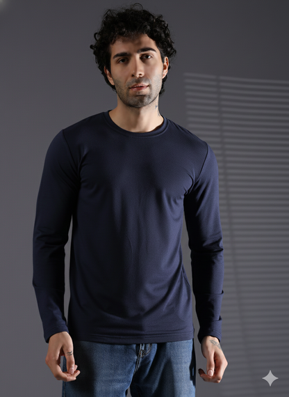 Naturefab Herren Bio-Bambus-Frottee-T-Shirt mit langen Ärmeln, Schwarz