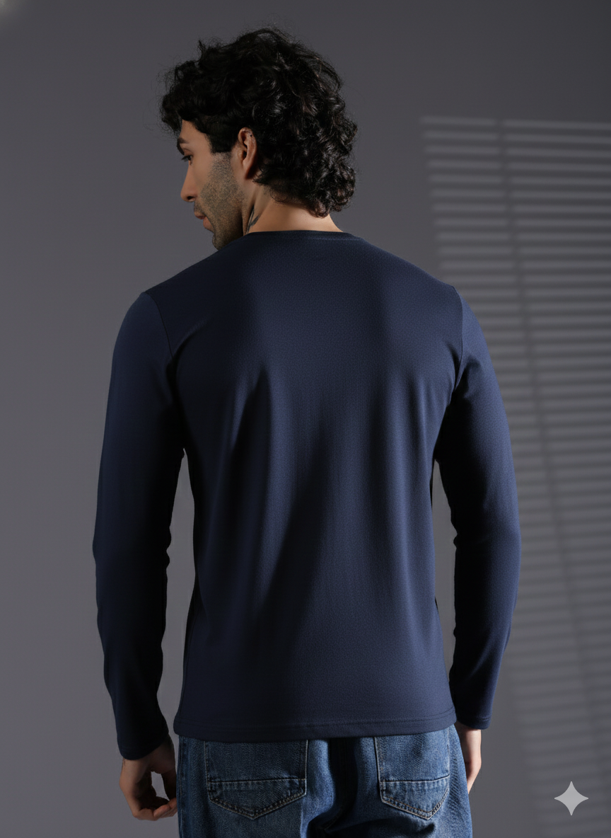 Naturefab Herren Bio-Bambus-Frottee-T-Shirt mit langen Ärmeln, Schwarz